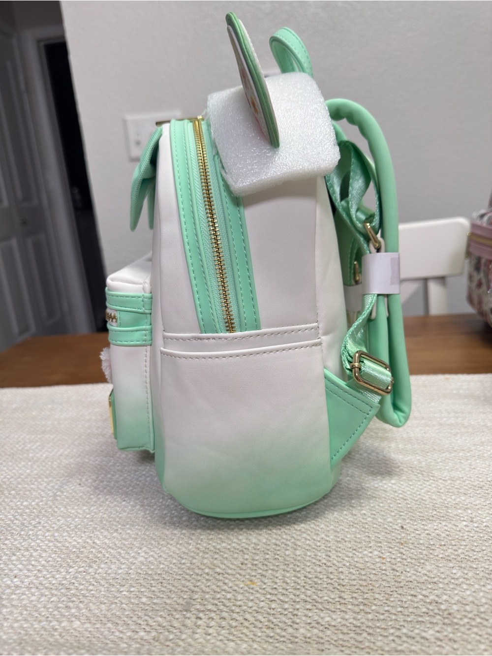 Loungefly Mint Green and White Floral Bow Kids Mini Backpack & Wallet Set - Picture 3 of 10